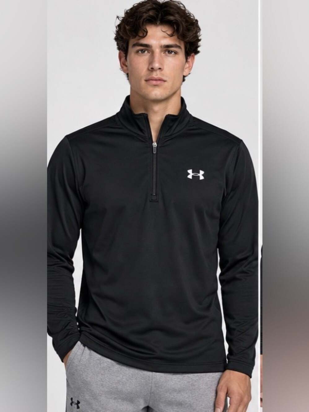 Under Armour Men’s Black Quarter Zip Long Sleeve Performance Pullover Large